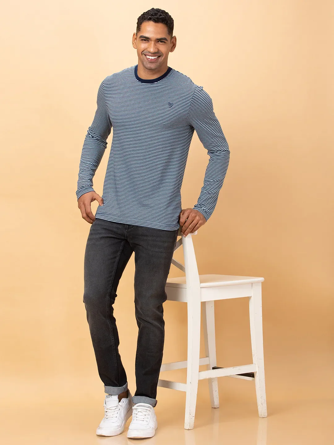 Navy Regular Fit Round Neck Men's T-Shirt by Being Human Clothing - Image 6