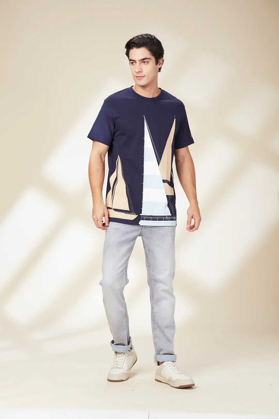 Navy Easy Fit Round Neck Men's T-Shirt by Being Human Clothing - Image 2