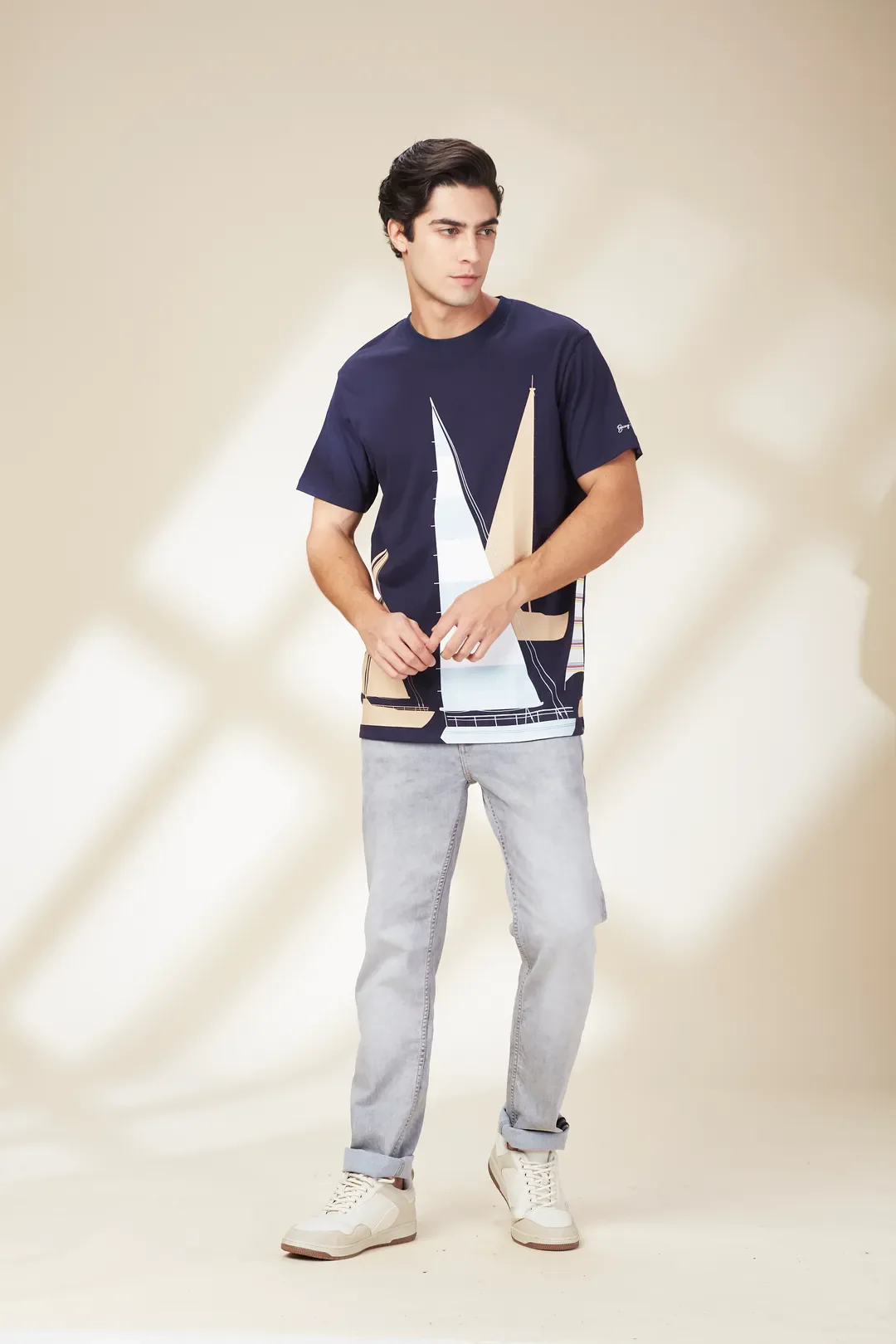 Navy Easy Fit Round Neck Men's T-Shirt by Being Human Clothing - Image 3