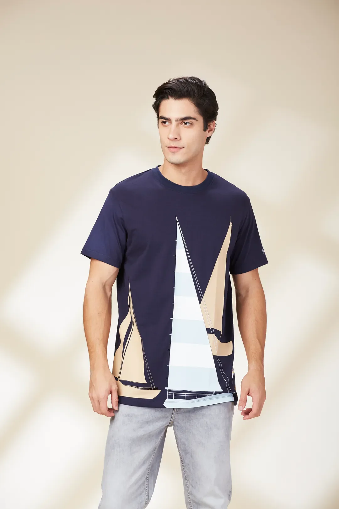 Navy Easy Fit Round Neck Men's T-Shirt by Being Human Clothing - Image 4