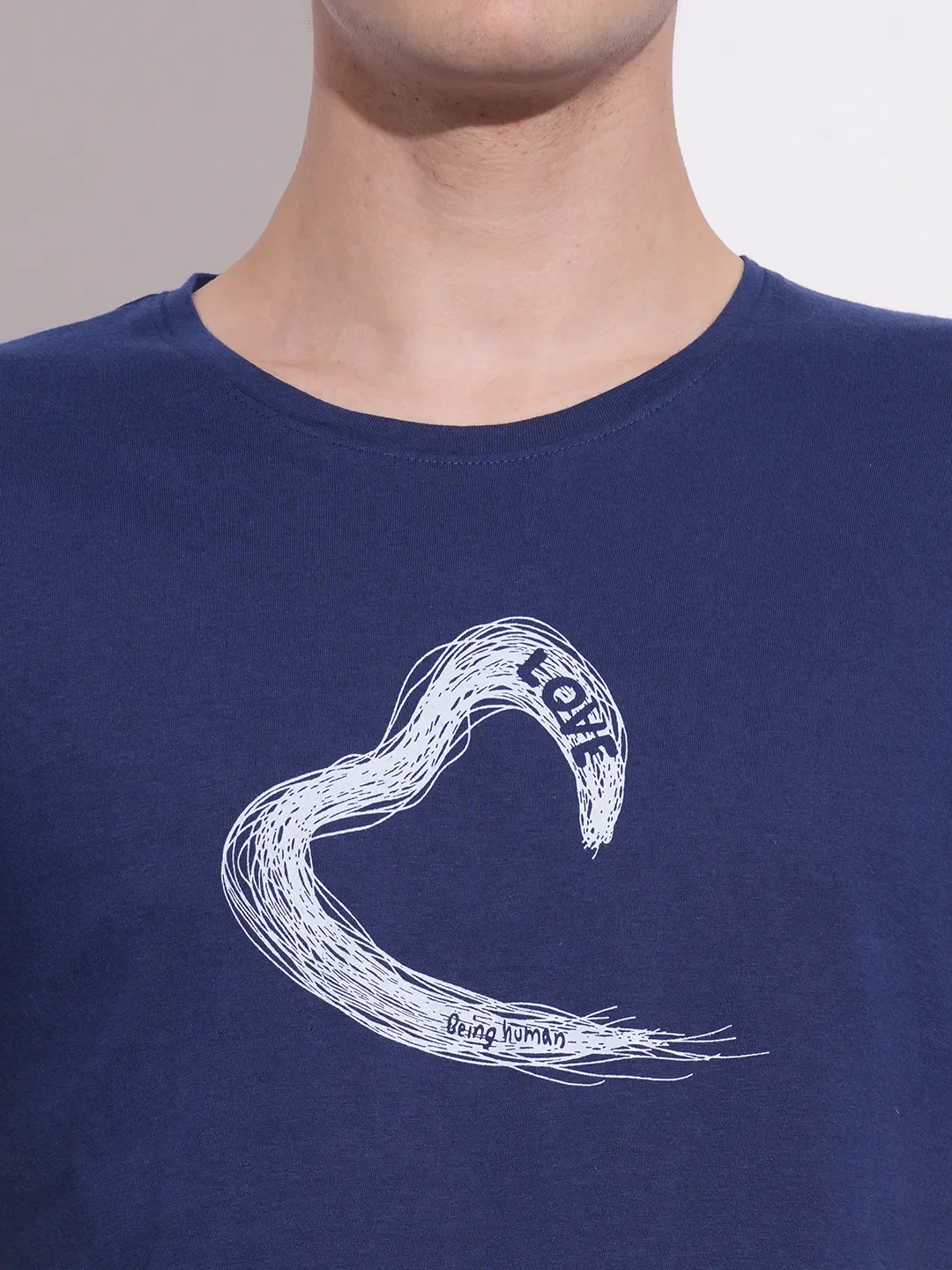 Navy Slim Fit Round Neck Men's T-Shirt by Being Human Clothing - Image 5