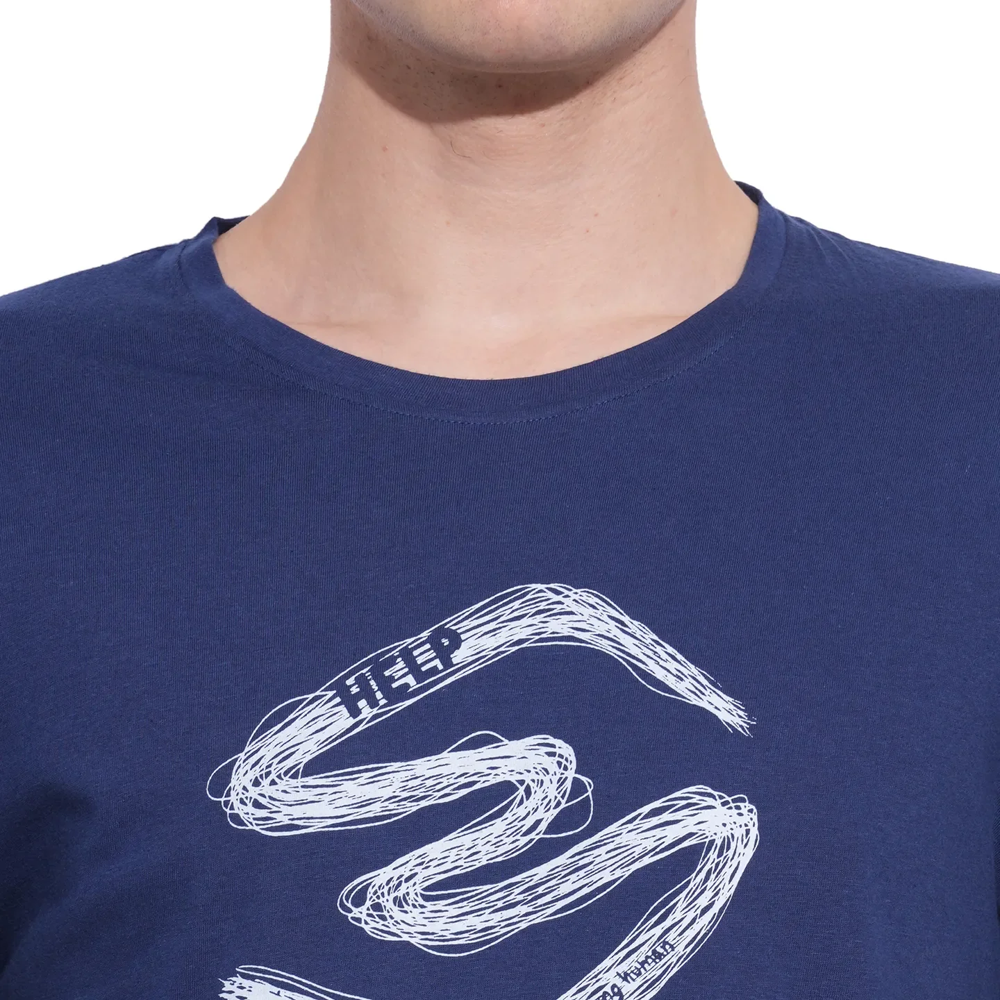 Navy Slim Fit Round Neck Men's T-Shirt by Being Human Clothing - Image 5