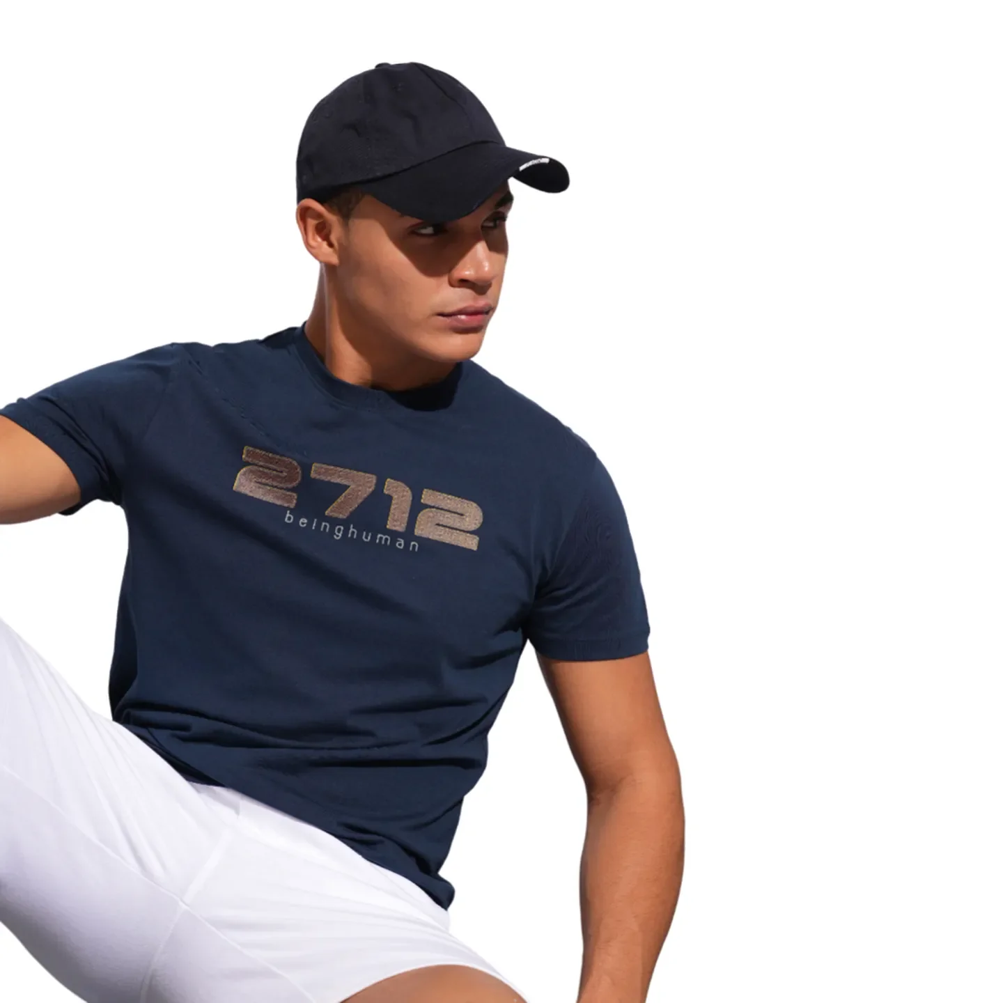 Navy Regular Fit Round Neck Men's T-Shirt by Being Human Clothing - Image 5