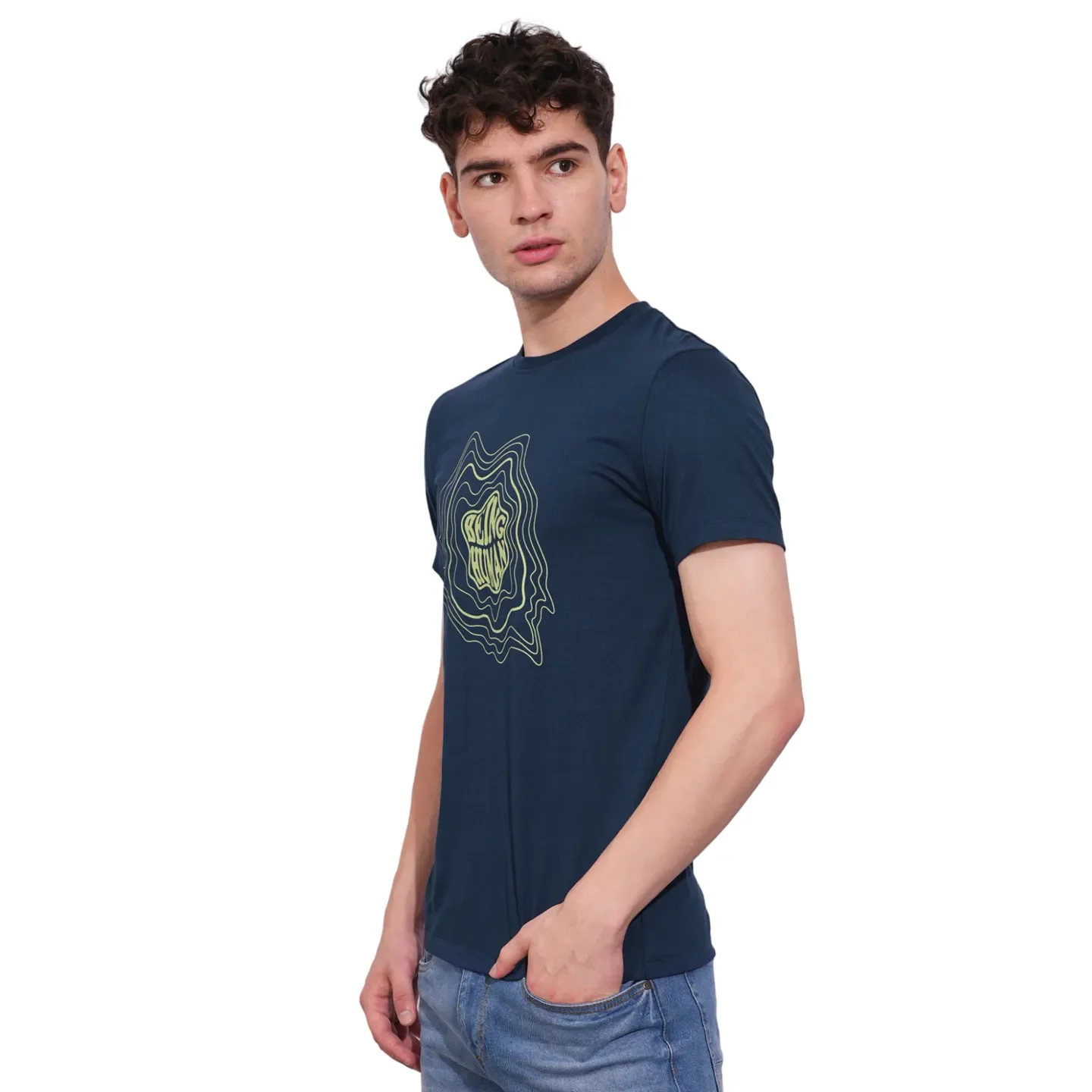 Navy Regular Fit Round Neck Men's T-Shirt by Being Human Clothing - Image 2