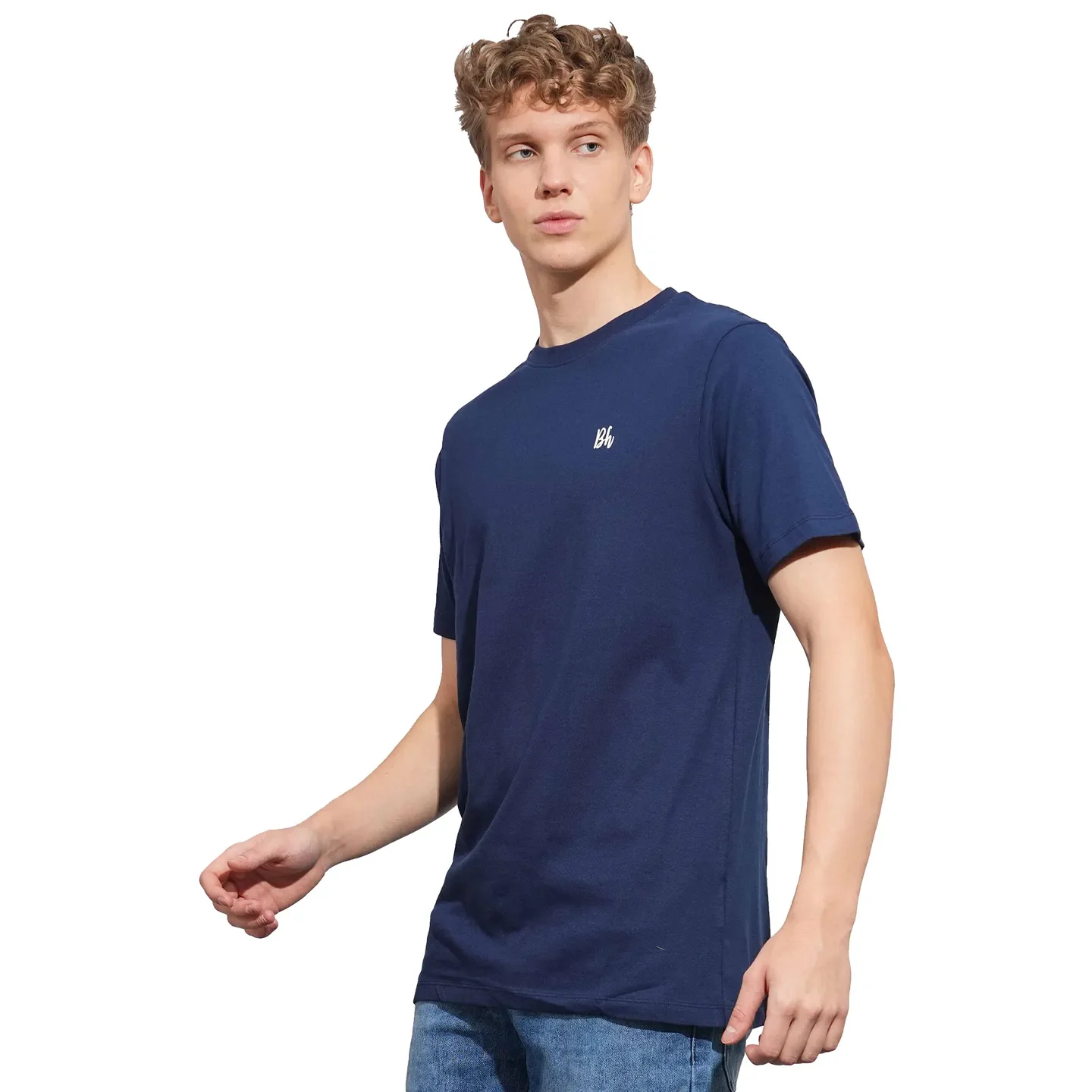 Navy Easy Fit Round Neck Men's T-Shirt by Being Human Clothing - Image 2