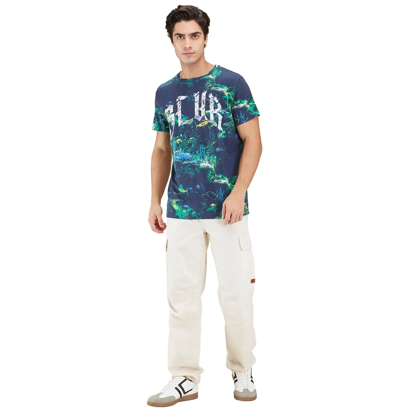 Navy Easy Fit Round Neck Men's T-Shirt by Being Human Clothing - Image 2