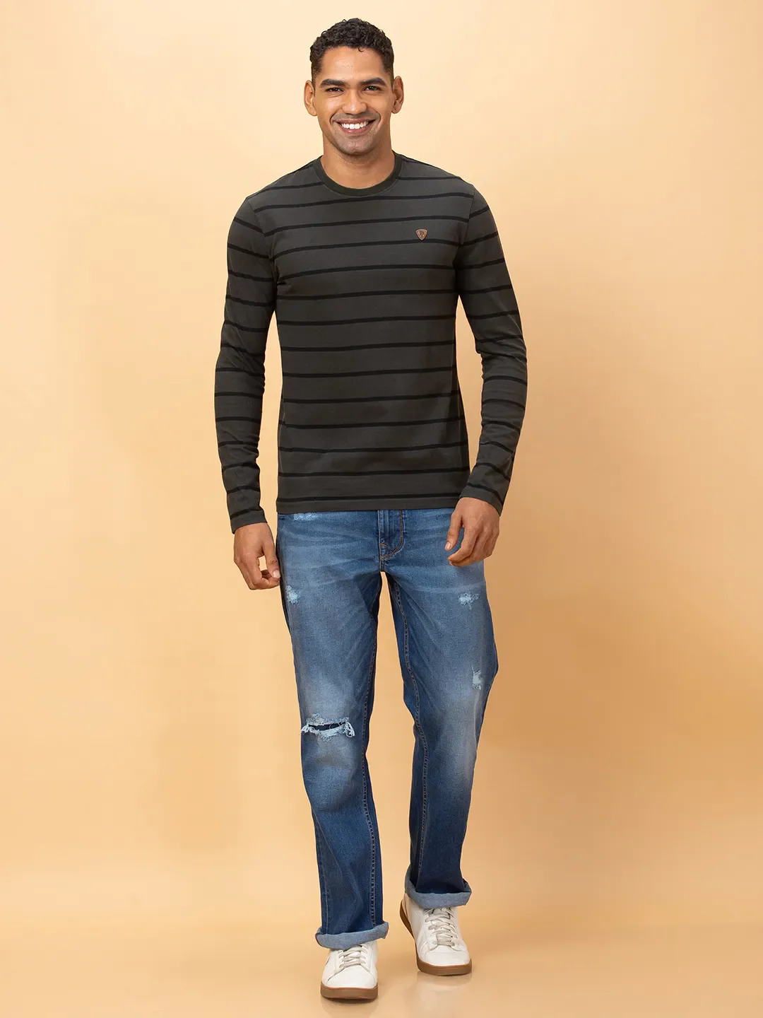 Olive Regular Fit Round Neck Men's T-Shirt by Being Human Clothing - Image 2