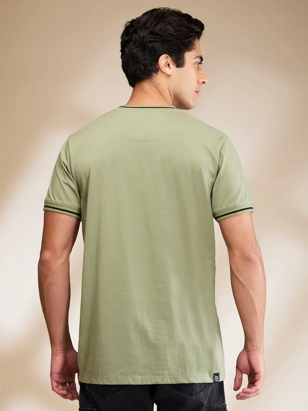 Olive Regular Fit Round Neck Men's T-Shirt by Being Human Clothing - Image 3