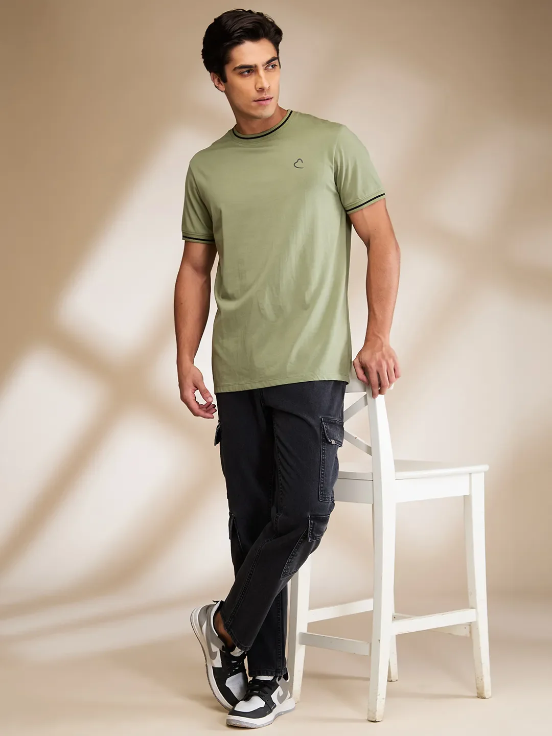 Olive Regular Fit Round Neck Men's T-Shirt by Being Human Clothing - Image 6