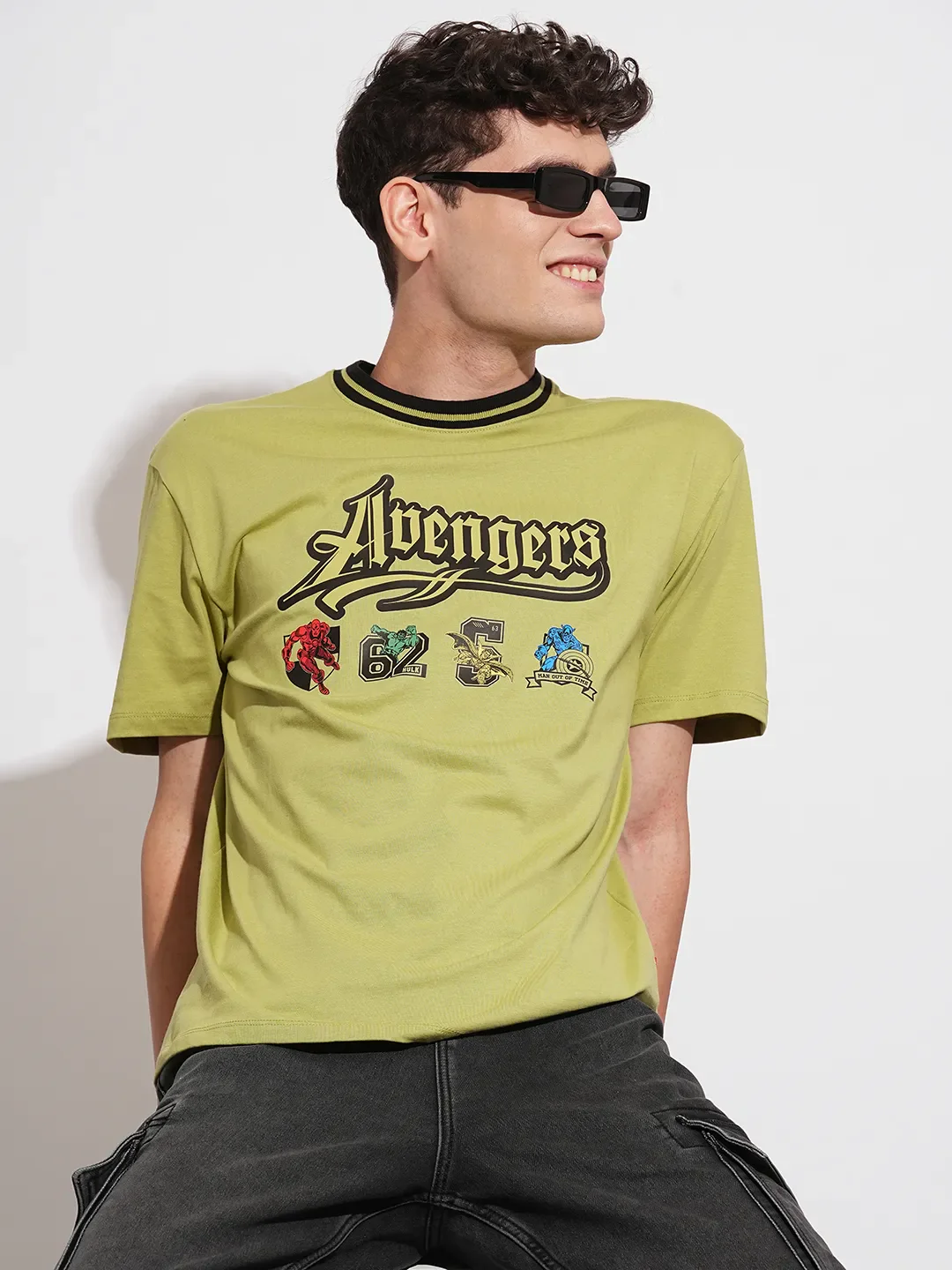 Avengers Olive Easy Fit Round Neck Men's T-Shirt by Being Human Clothing - Image 6