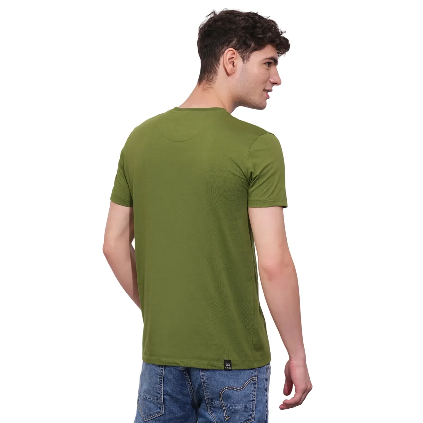 Olive Regular Fit Round Neck Men's T-Shirt by Being Human Clothing - Image 3