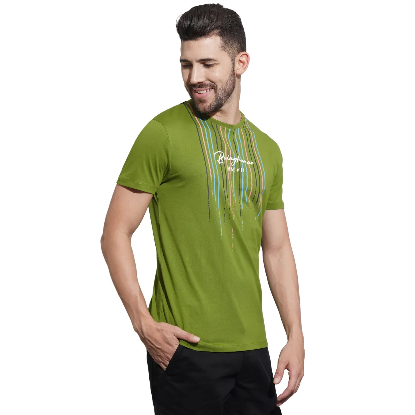 Olive Regular Fit Men's Short Sleeves T-Shirt by Being Human Clothing - Image 2