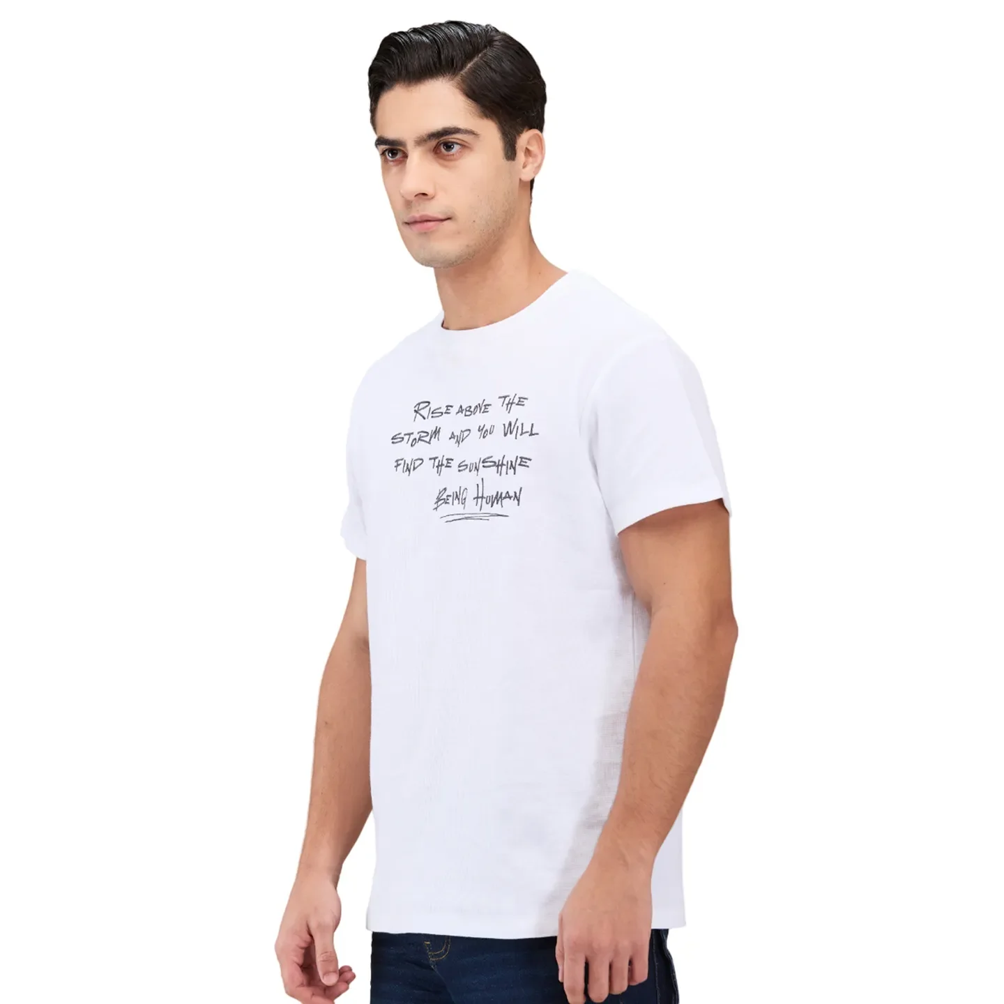Optic White Easy Fit Round Neck Men's T-Shirt by Being Human Clothing - Image 4