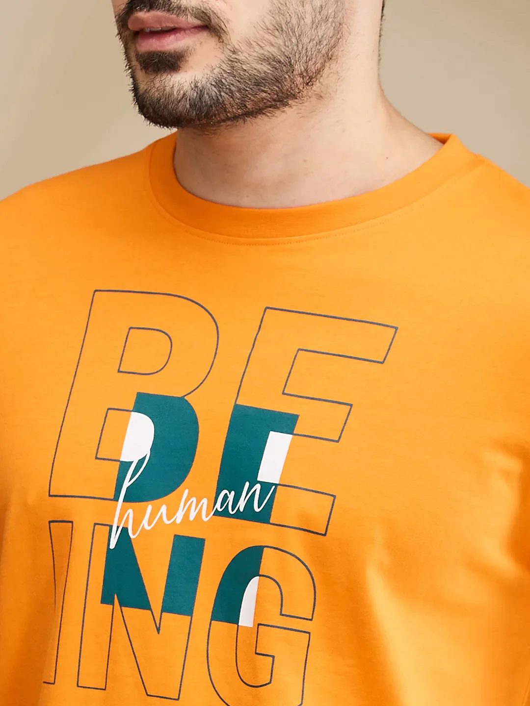 Orange Regular Fit Men's Short Sleeves T-Shirt by Being Human Clothing - Image 5