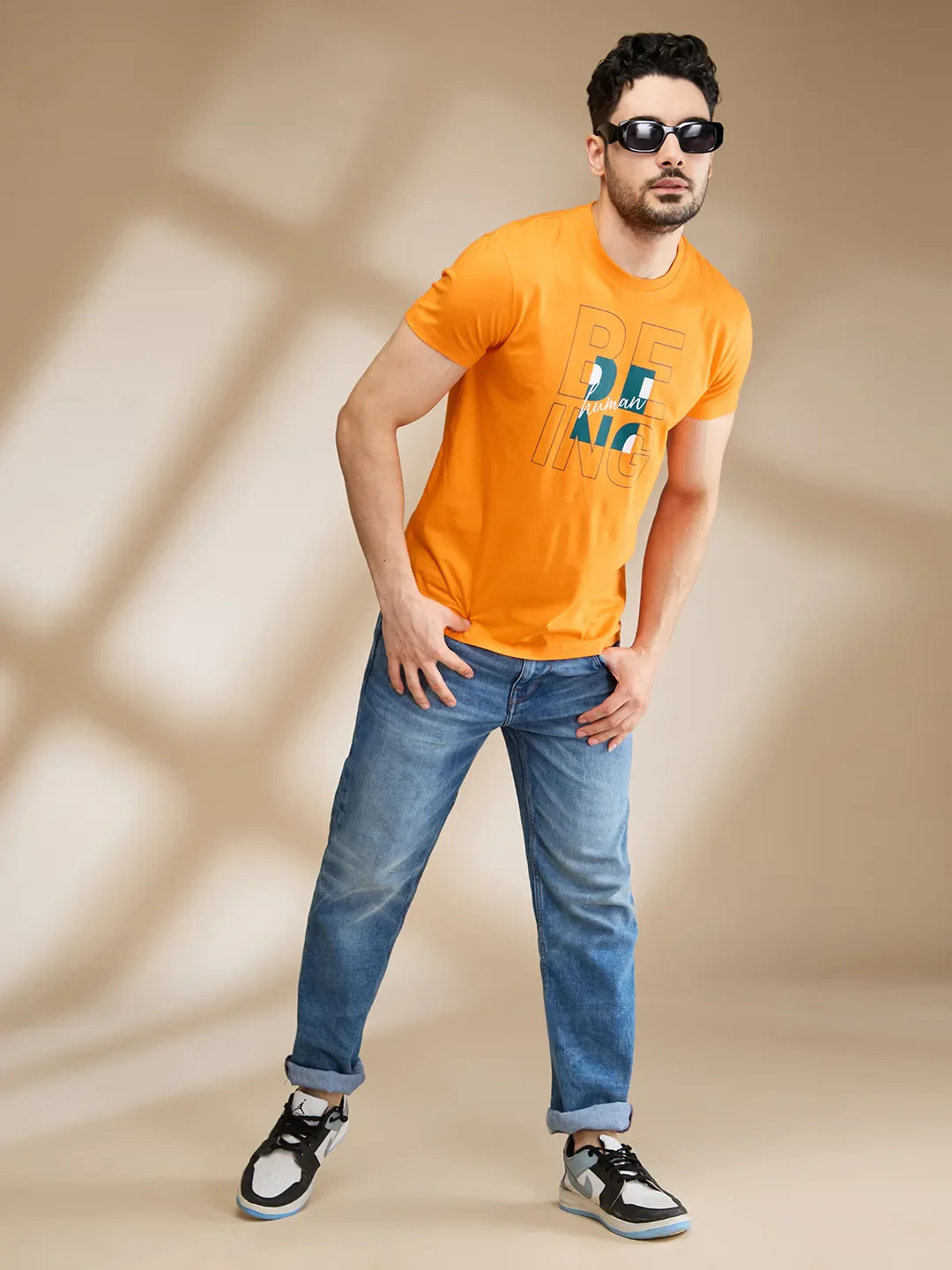 Orange Regular Fit Men's Short Sleeves T-Shirt by Being Human Clothing - Image 6