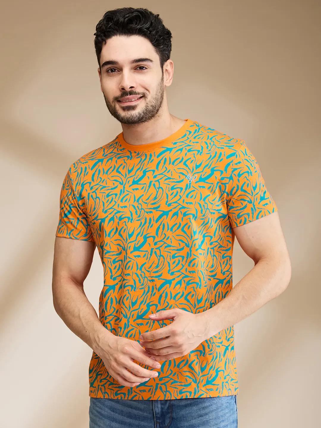 Orange Regular Fit Men's Short Sleeves T-Shirt by Being Human Clothing