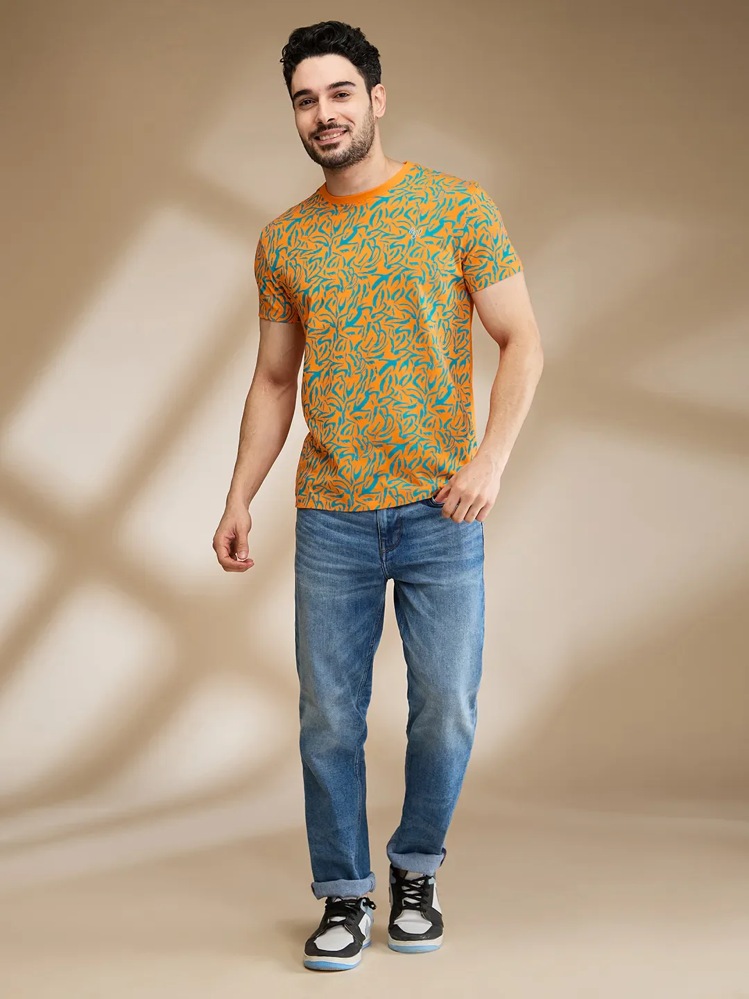 Orange Regular Fit Men's Short Sleeves T-Shirt by Being Human Clothing - Image 2