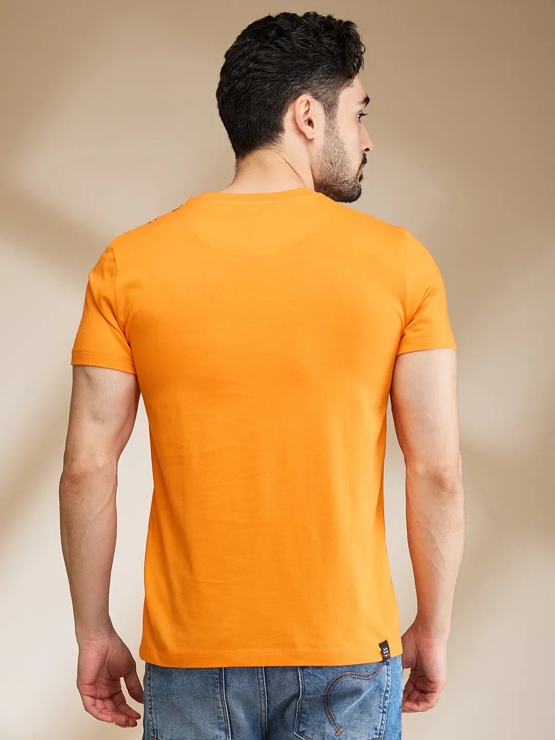 Orange Regular Fit Men's Short Sleeves T-Shirt by Being Human Clothing - Image 3