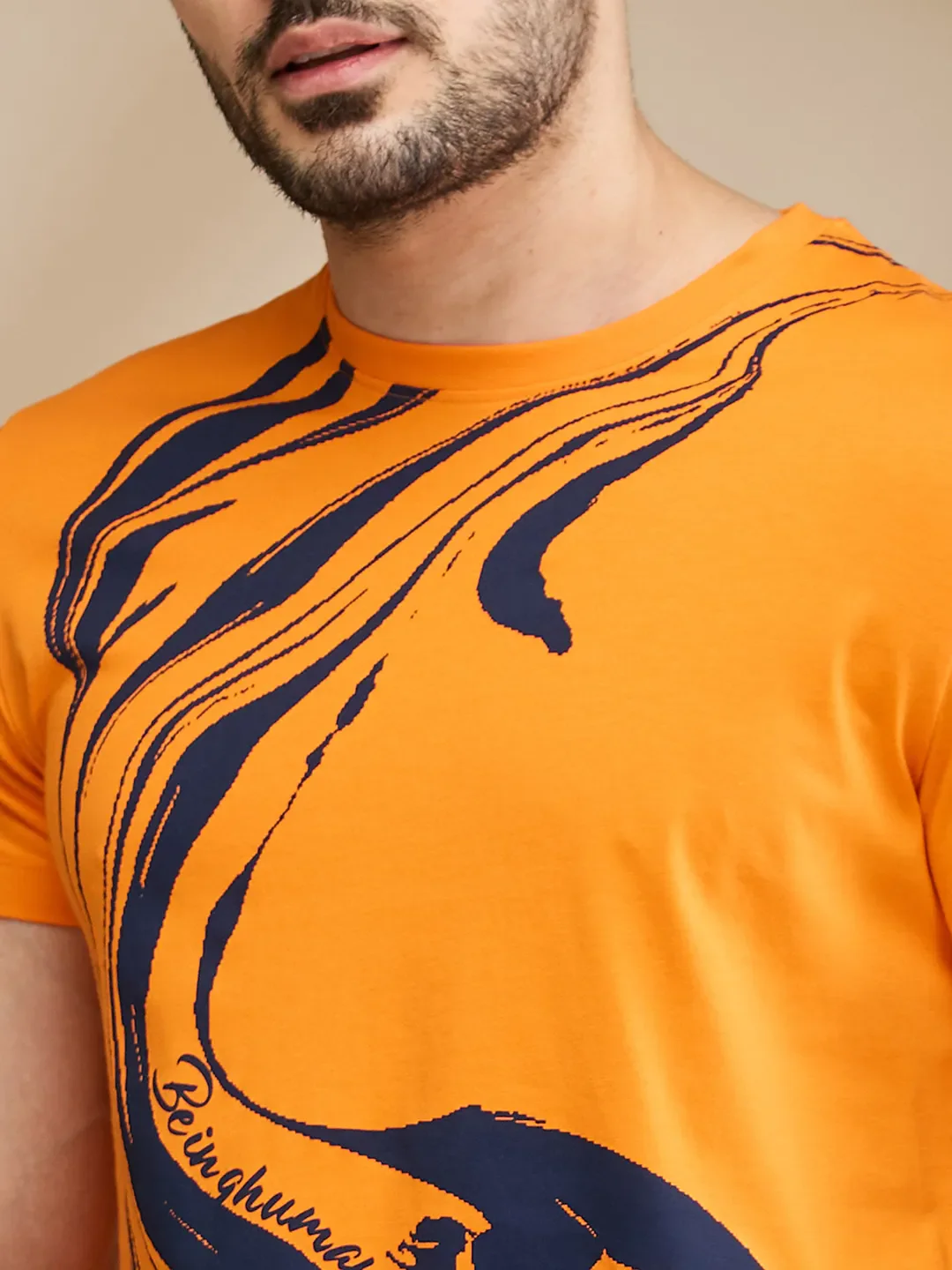 Orange Regular Fit Men's Short Sleeves T-Shirt by Being Human Clothing - Image 5