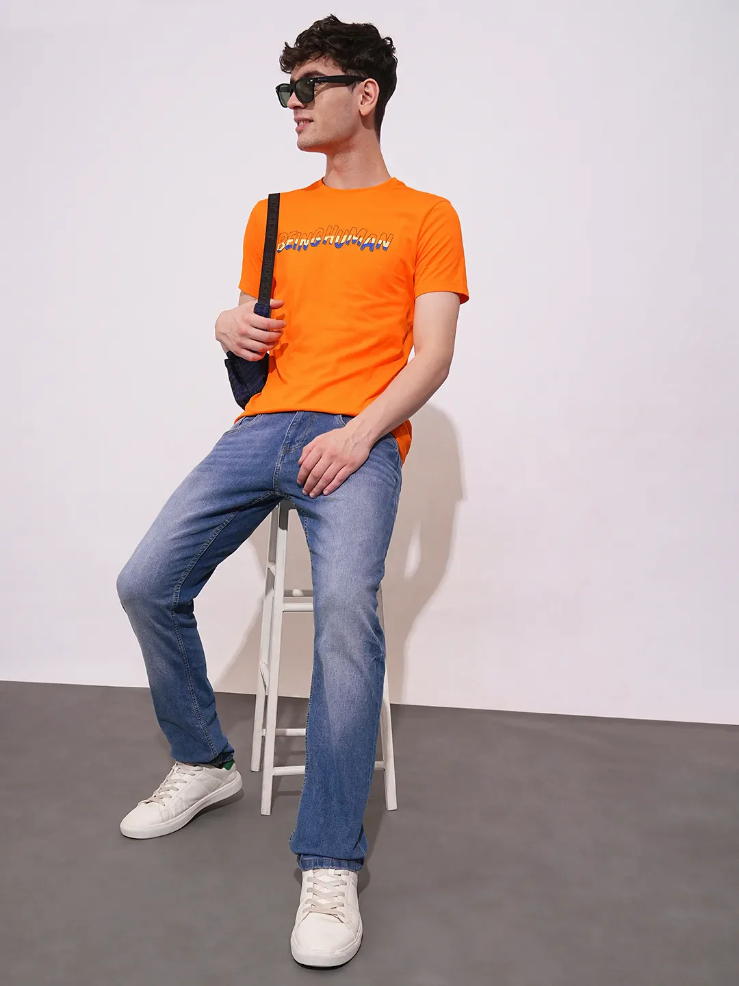 Orange Regular Fit Round Neck Men's T-Shirt by Being Human Clothing - Image 4