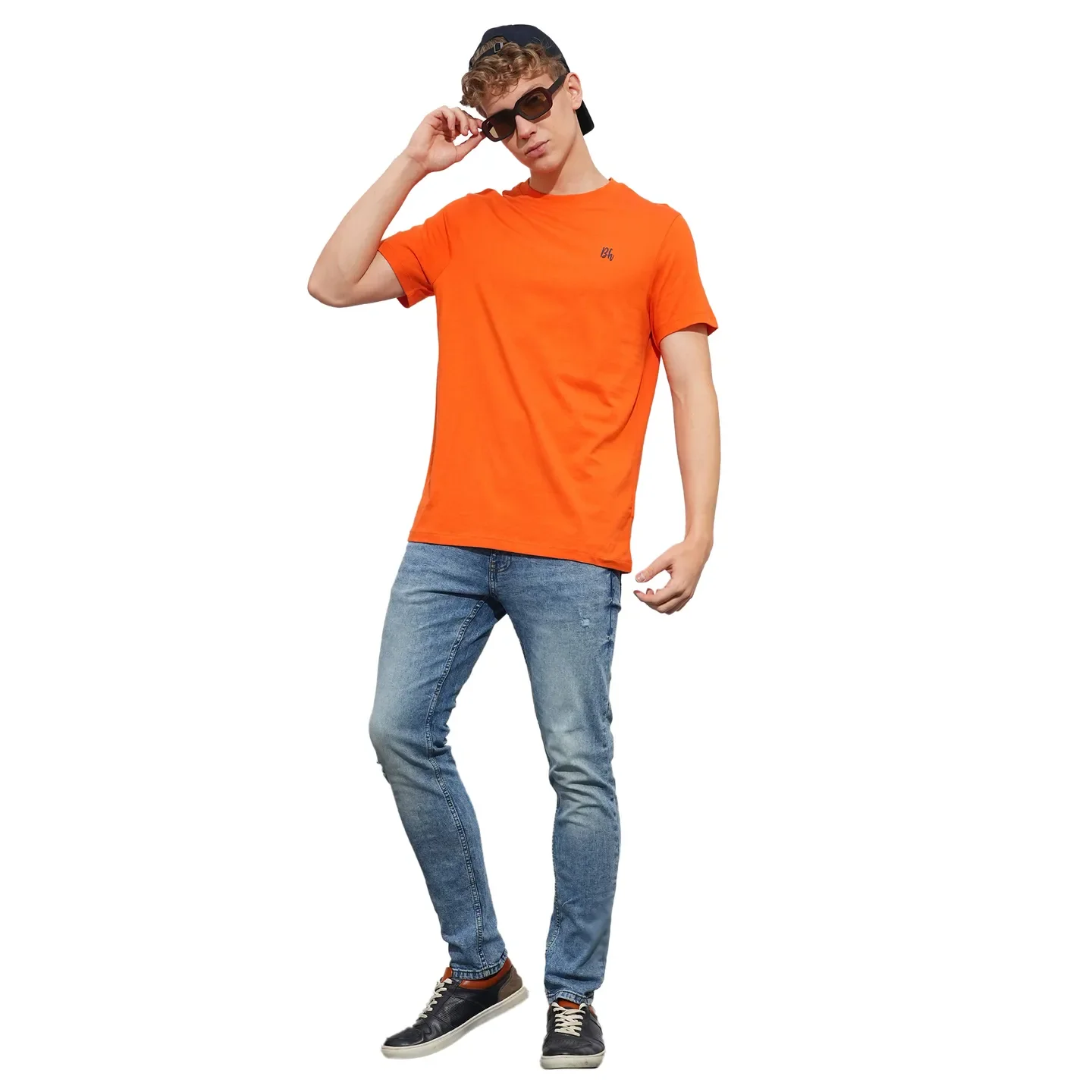 Orange Easy Fit Round Neck Men's T-Shirt by Being Human Clothing - Image 4