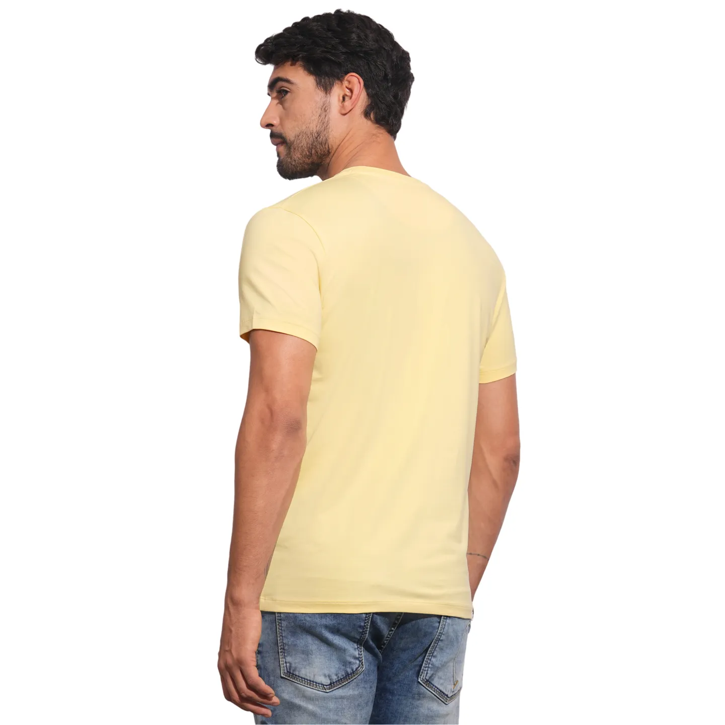 Yellow Slim Fit Round Neck Men's T-Shirt by Being Human Clothing - Image 3