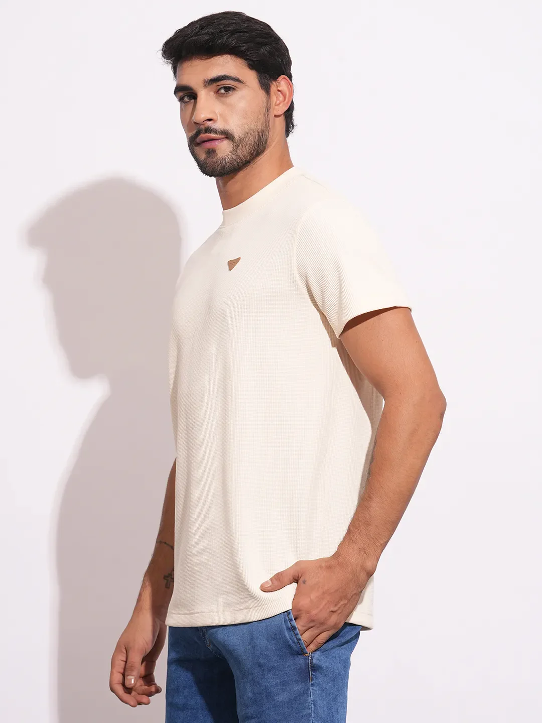 Peach Easy Fit Round Neck Men's T-Shirt by Being Human Clothing - Image 2