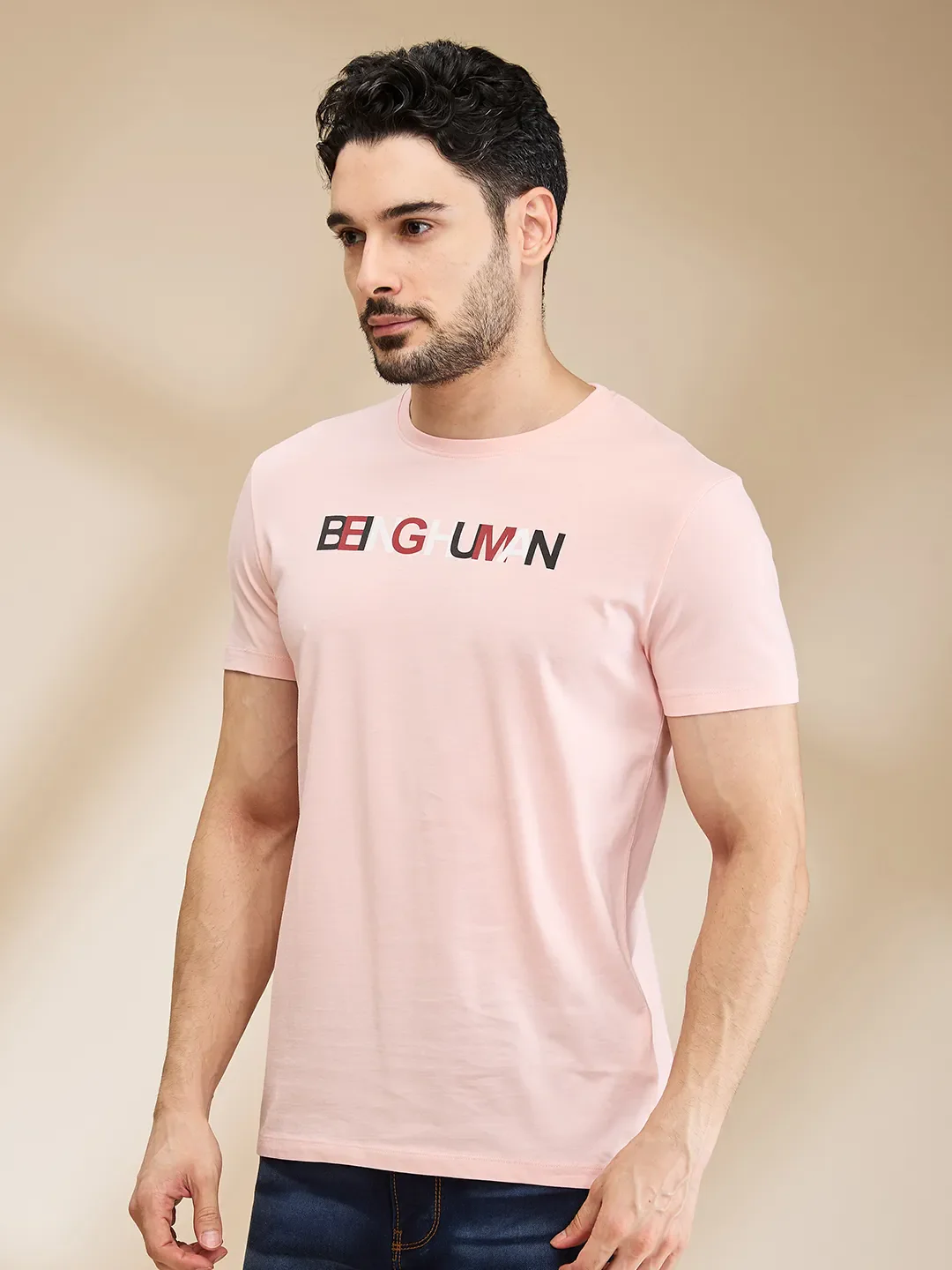Pink Regular Fit Men's Short Sleeves T-Shirt by Being Human Clothing - Image 4