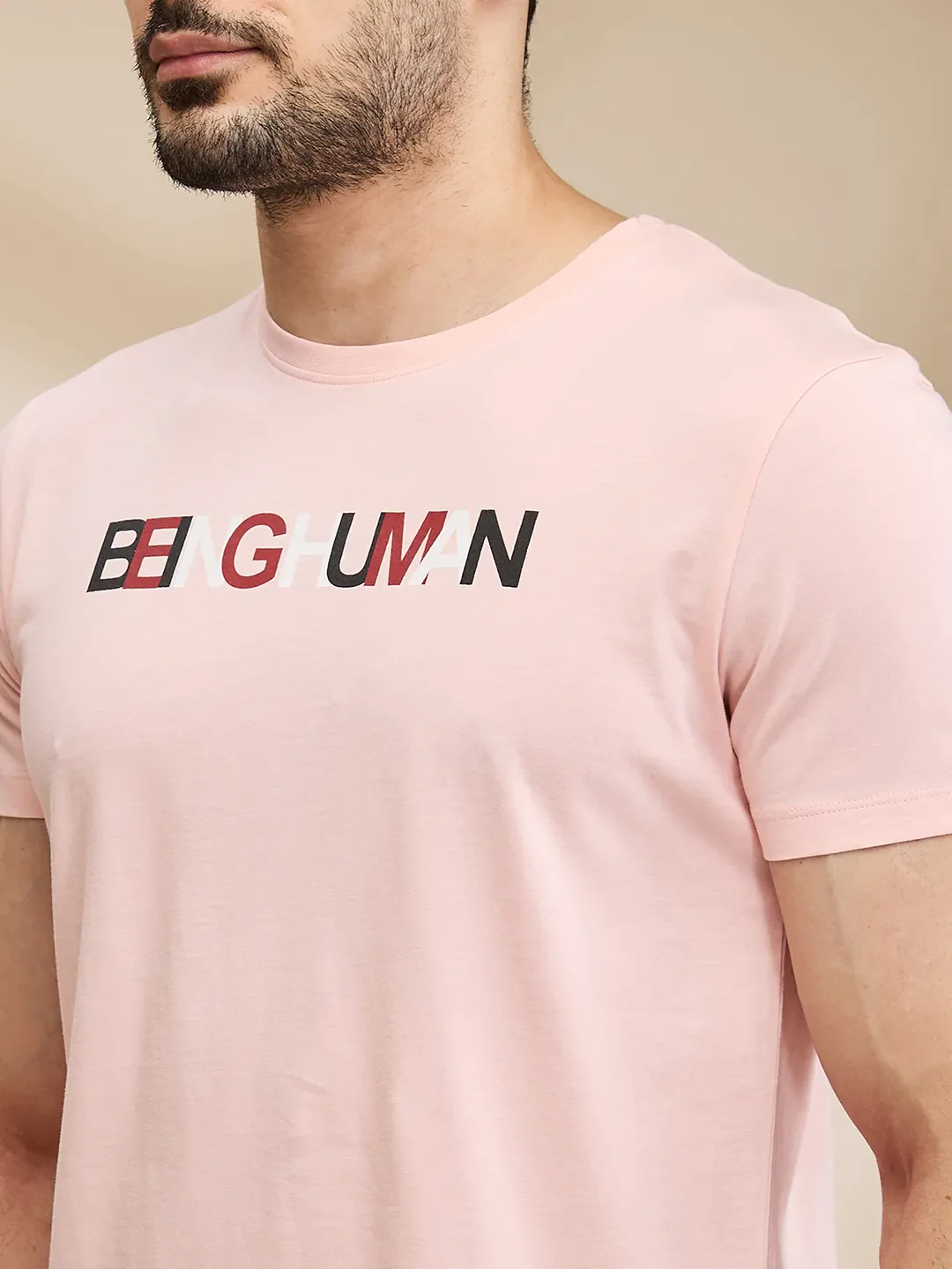 Pink Regular Fit Men's Short Sleeves T-Shirt by Being Human Clothing - Image 5