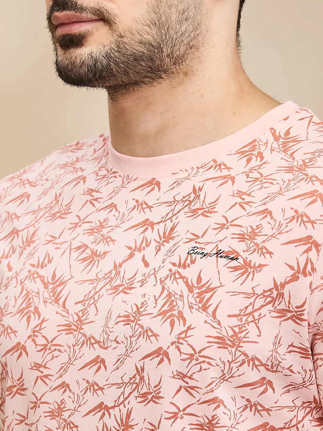 Pink Regular Fit Men's Short Sleeves T-Shirt by Being Human Clothing - Image 5
