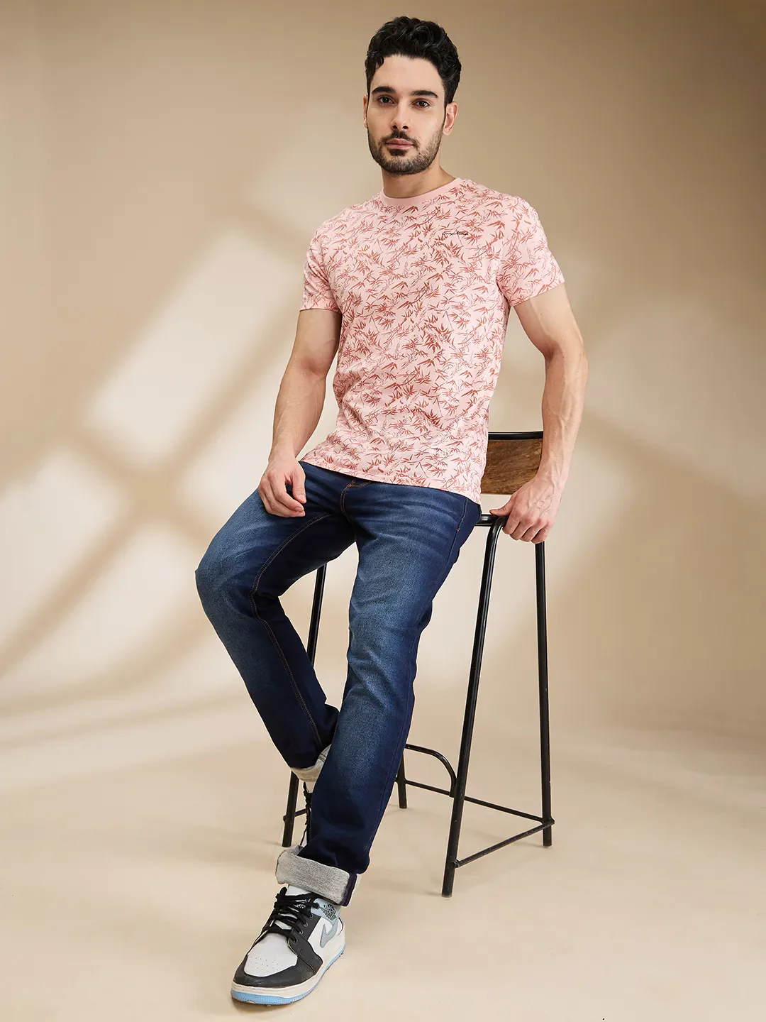 Pink Regular Fit Men's Short Sleeves T-Shirt by Being Human Clothing - Image 6