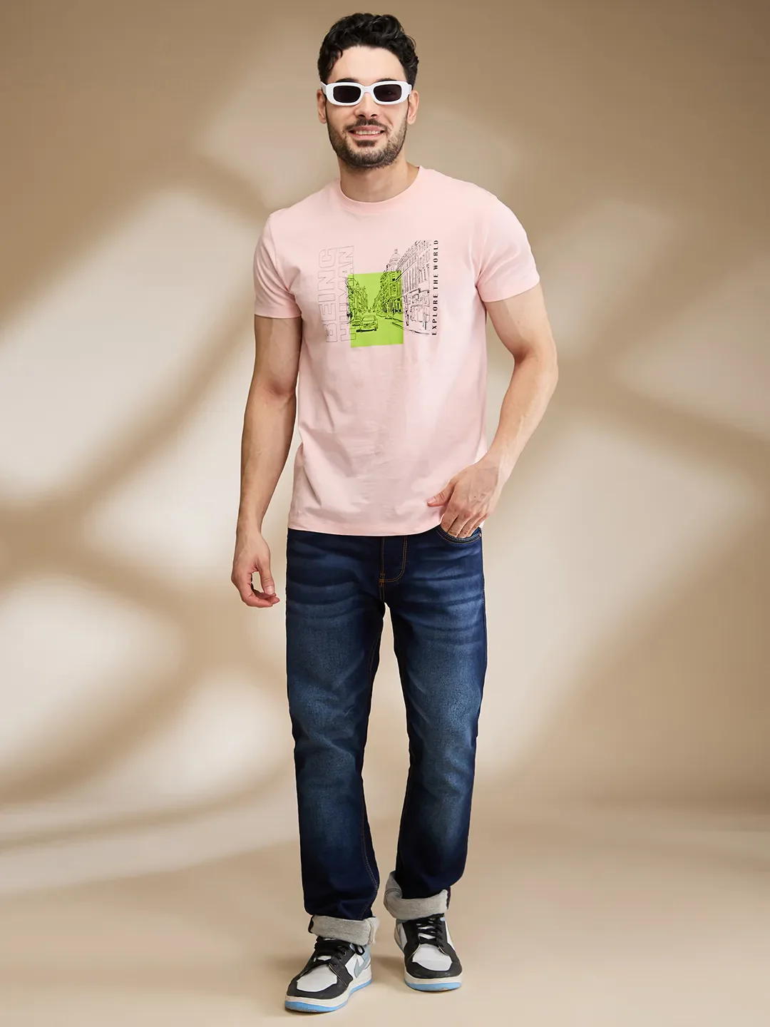Pink Regular Fit Men's Short Sleeves T-Shirt by Being Human Clothing - Image 6