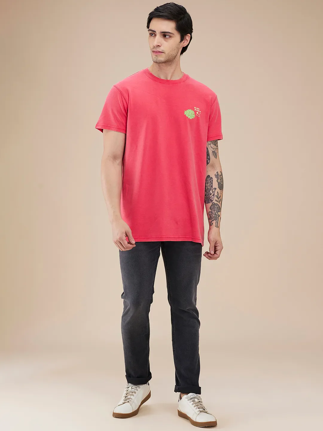 Raspberry Easy Fit Round Neck Men's T-Shirt by Being Human Clothing - Image 2