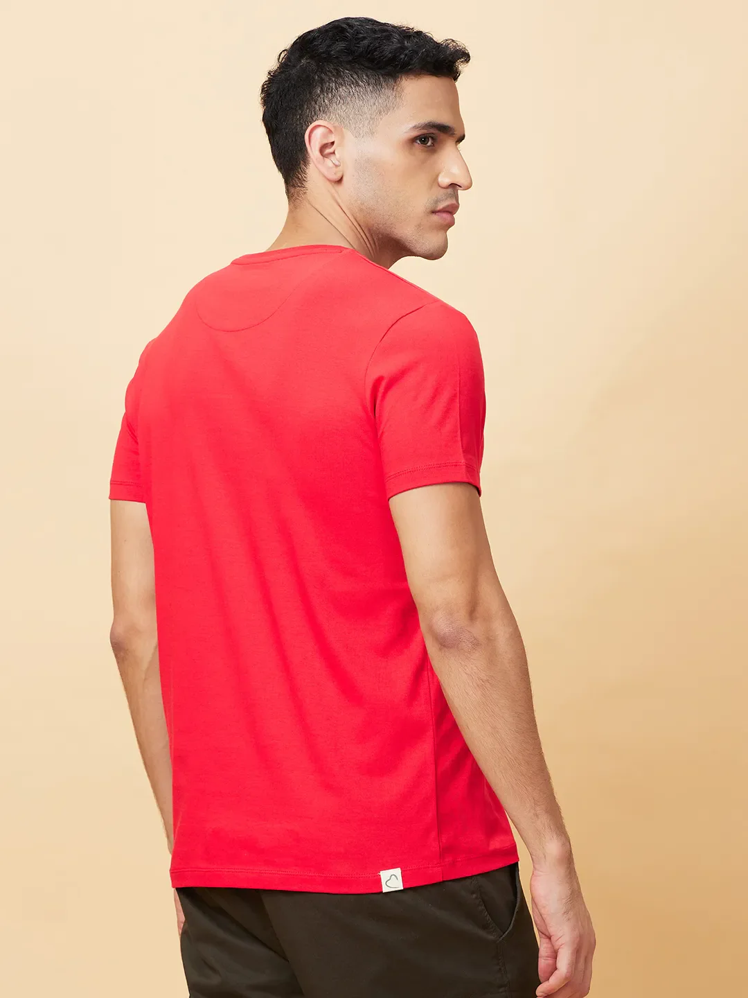 Red Regular Fit Round Neck Men's T-Shirt by Being Human Clothing - Image 3