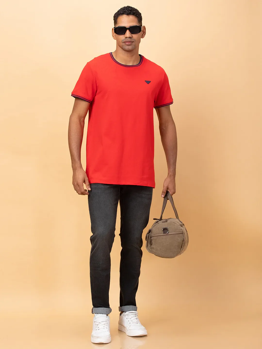 Red Regular Fit Round Neck Men's T-Shirt by Being Human Clothing - Image 6