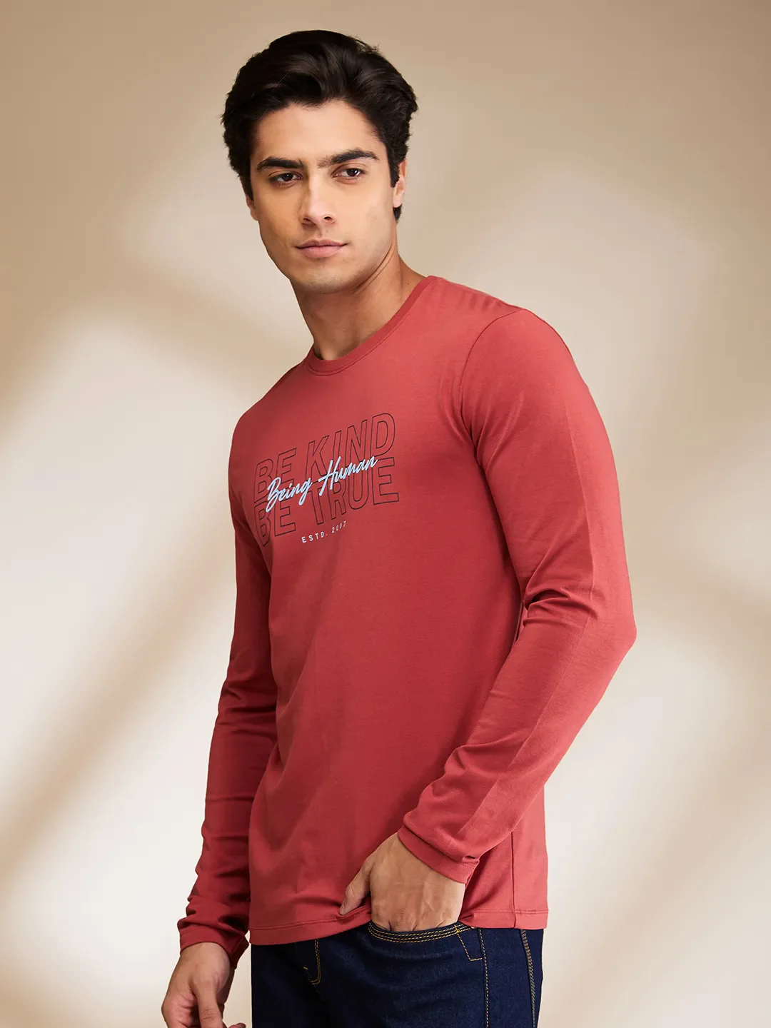 Rust Regular Fit Round Neck Men's T-Shirt by Being Human Clothing - Image 4