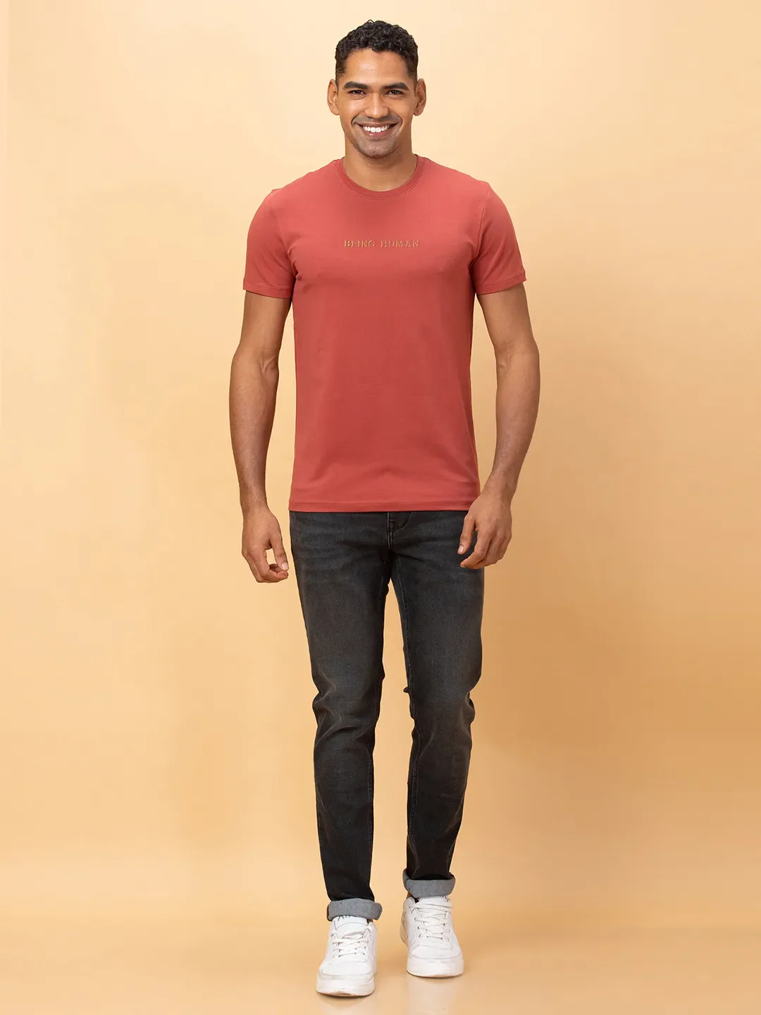 Rust Regular Fit Round Neck Men's T-Shirt by Being Human Clothing - Image 2