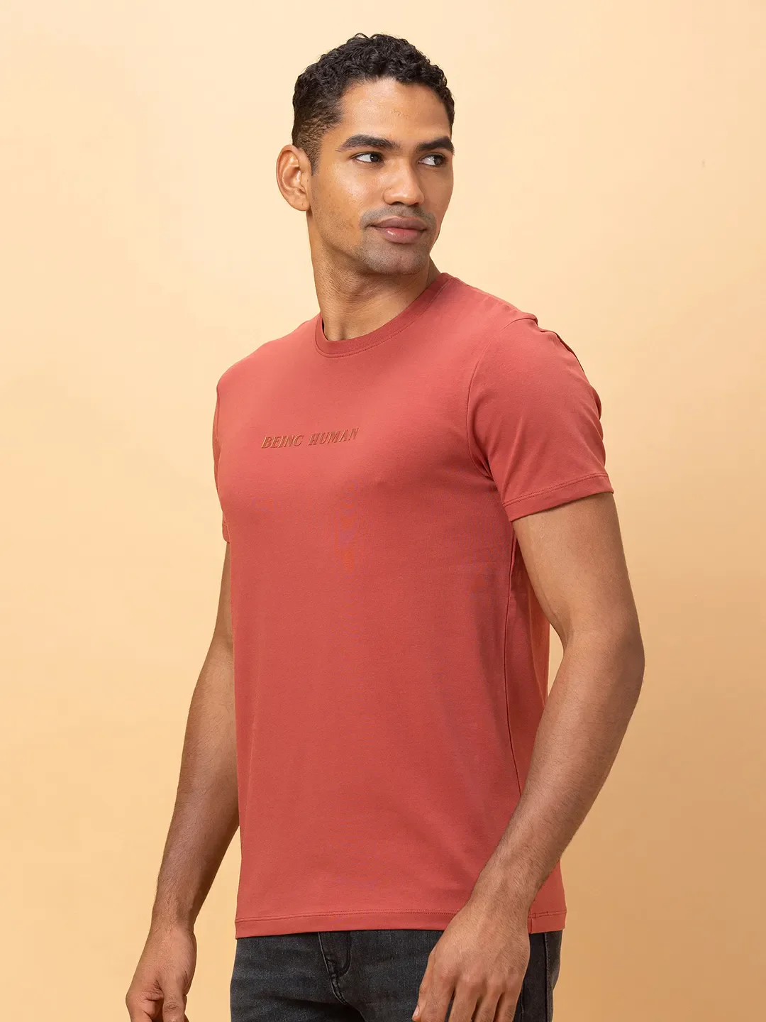 Rust Regular Fit Round Neck Men's T-Shirt by Being Human Clothing - Image 4