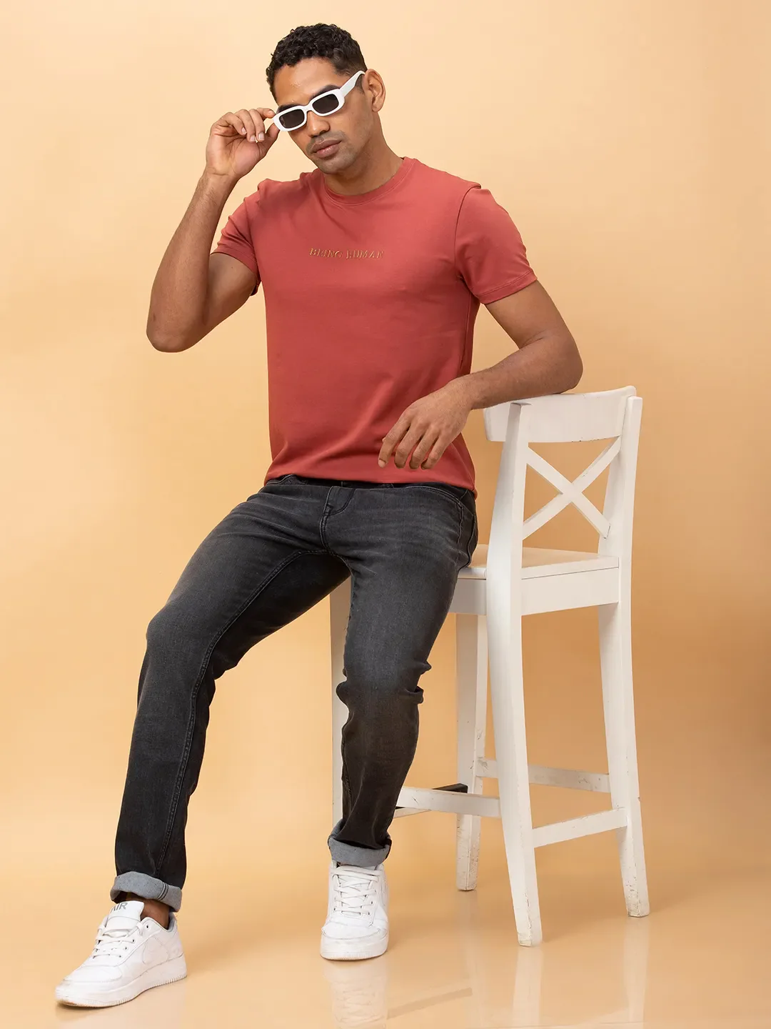 Rust Regular Fit Round Neck Men's T-Shirt by Being Human Clothing - Image 6