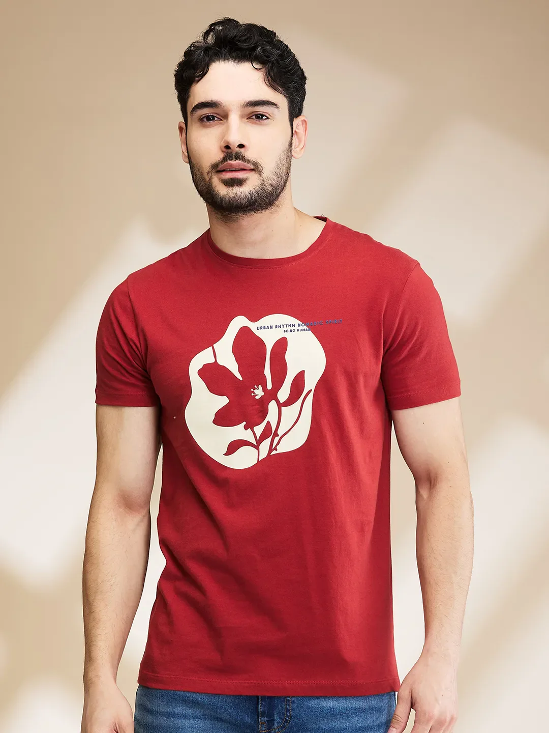 Orange Regular Fit Men's Short Sleeves T-Shirt by Being Human Clothing