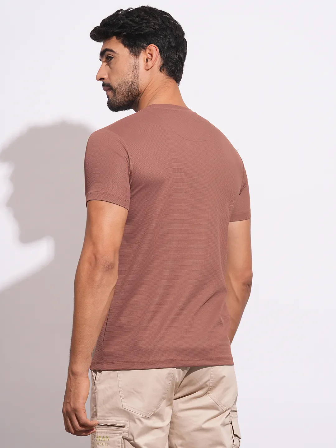 Rust Slim Fit Round Neck Men's T-Shirt by Being Human Clothing - Image 3