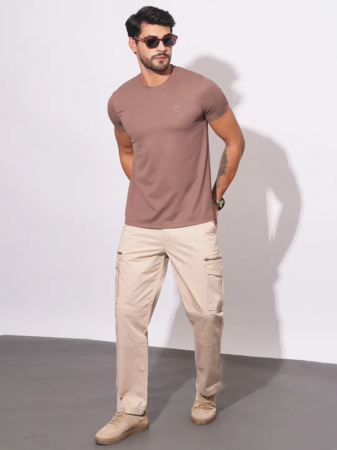 Rust Slim Fit Round Neck Men's T-Shirt by Being Human Clothing - Image 4