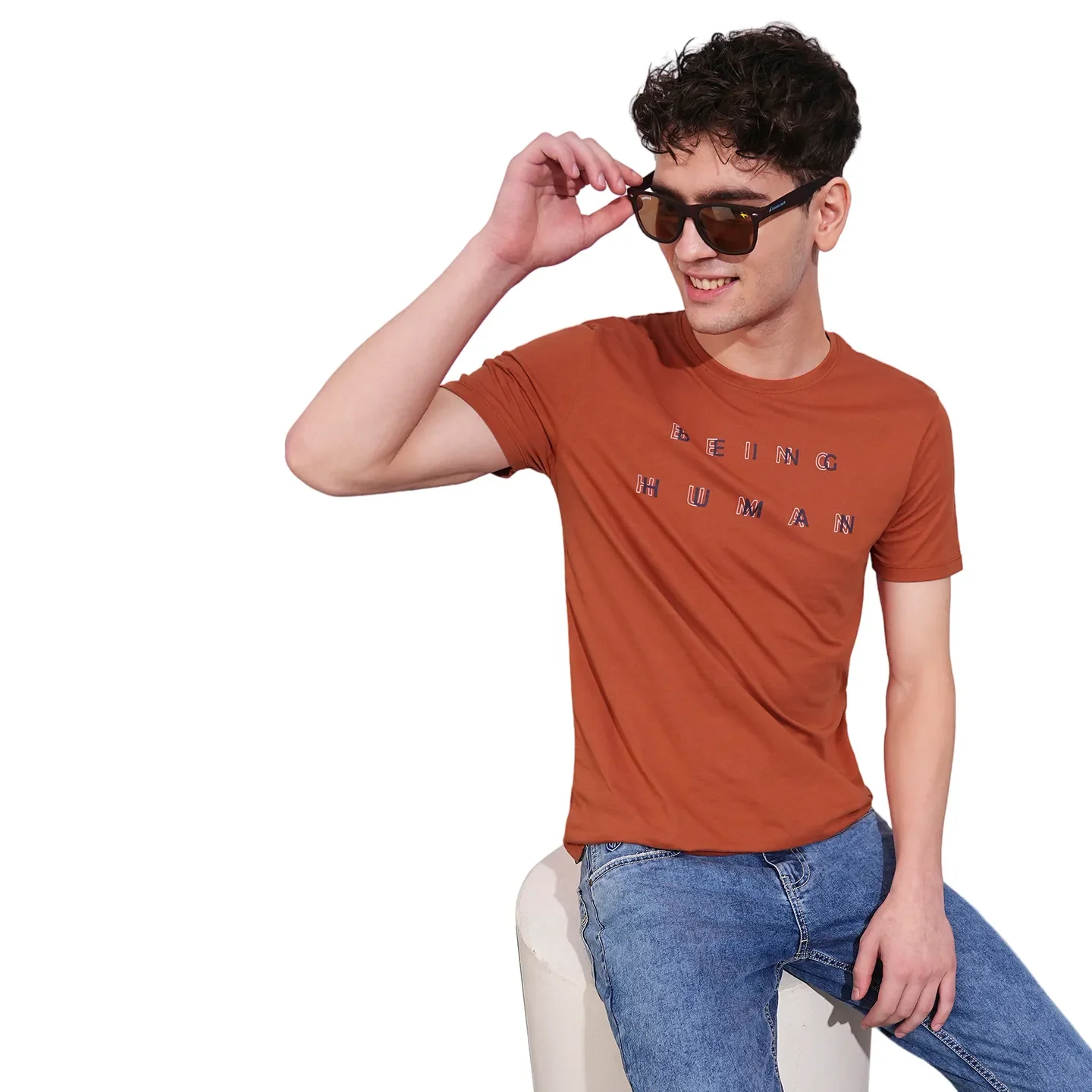 Rust Regular Fit Round Neck Men's T-Shirt by Being Human Clothing - Image 6