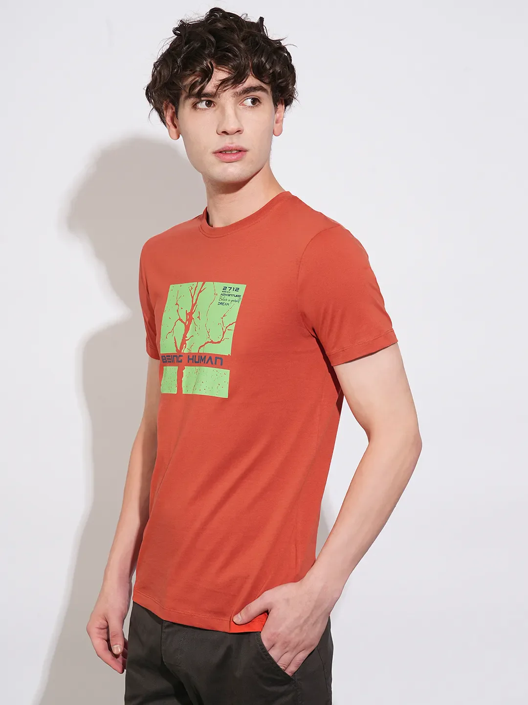 Rust Regular Fit Men's Short Sleeves T-Shirt by Being Human Clothing - Image 2