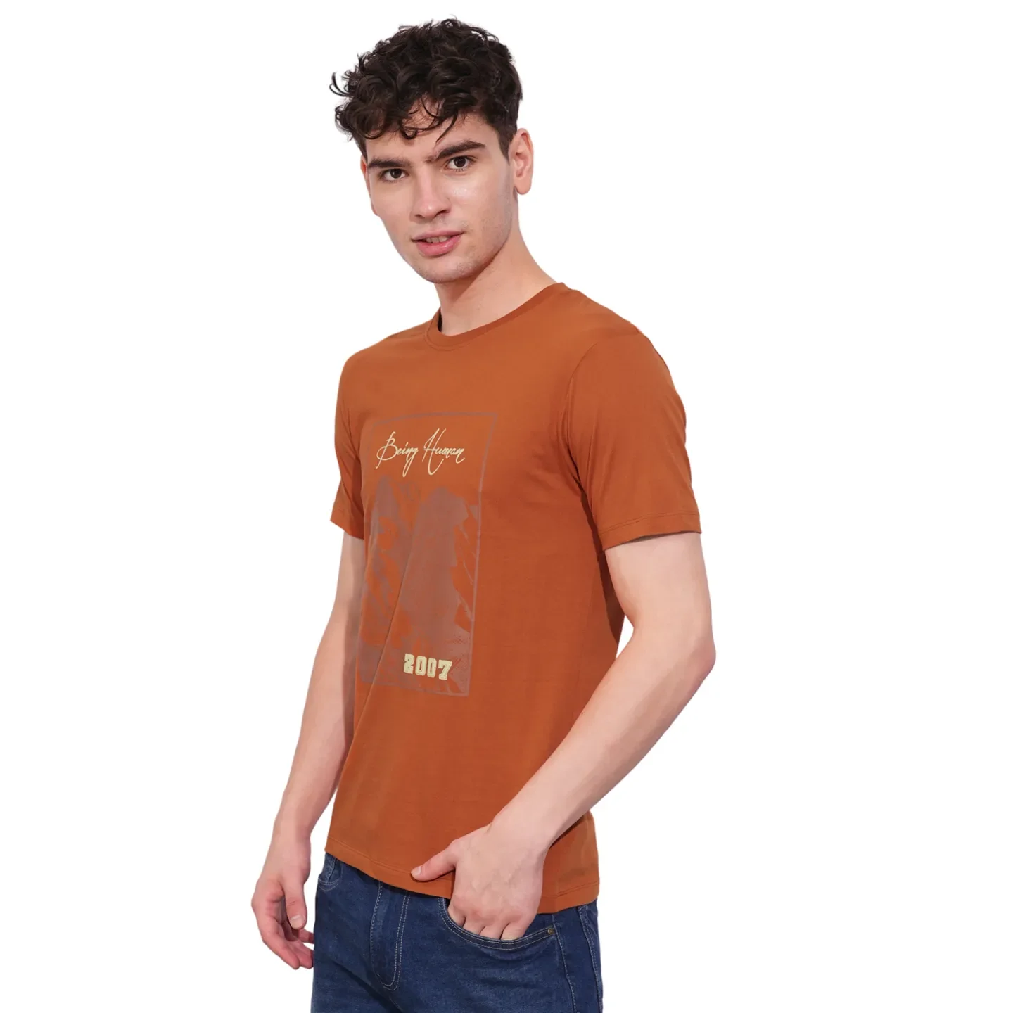 Rust Regular Fit Round Neck Men's T-Shirt by Being Human Clothing - Image 2