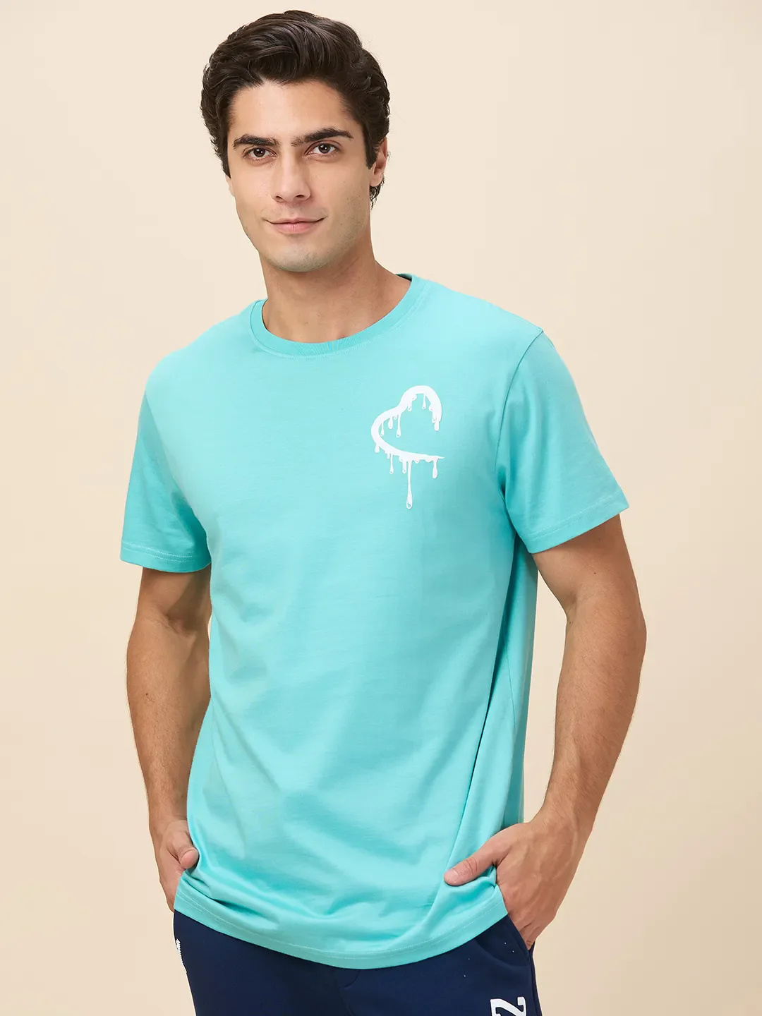 Sea Green Easy Fit Round Neck Men's T-Shirt by Being Human Clothing