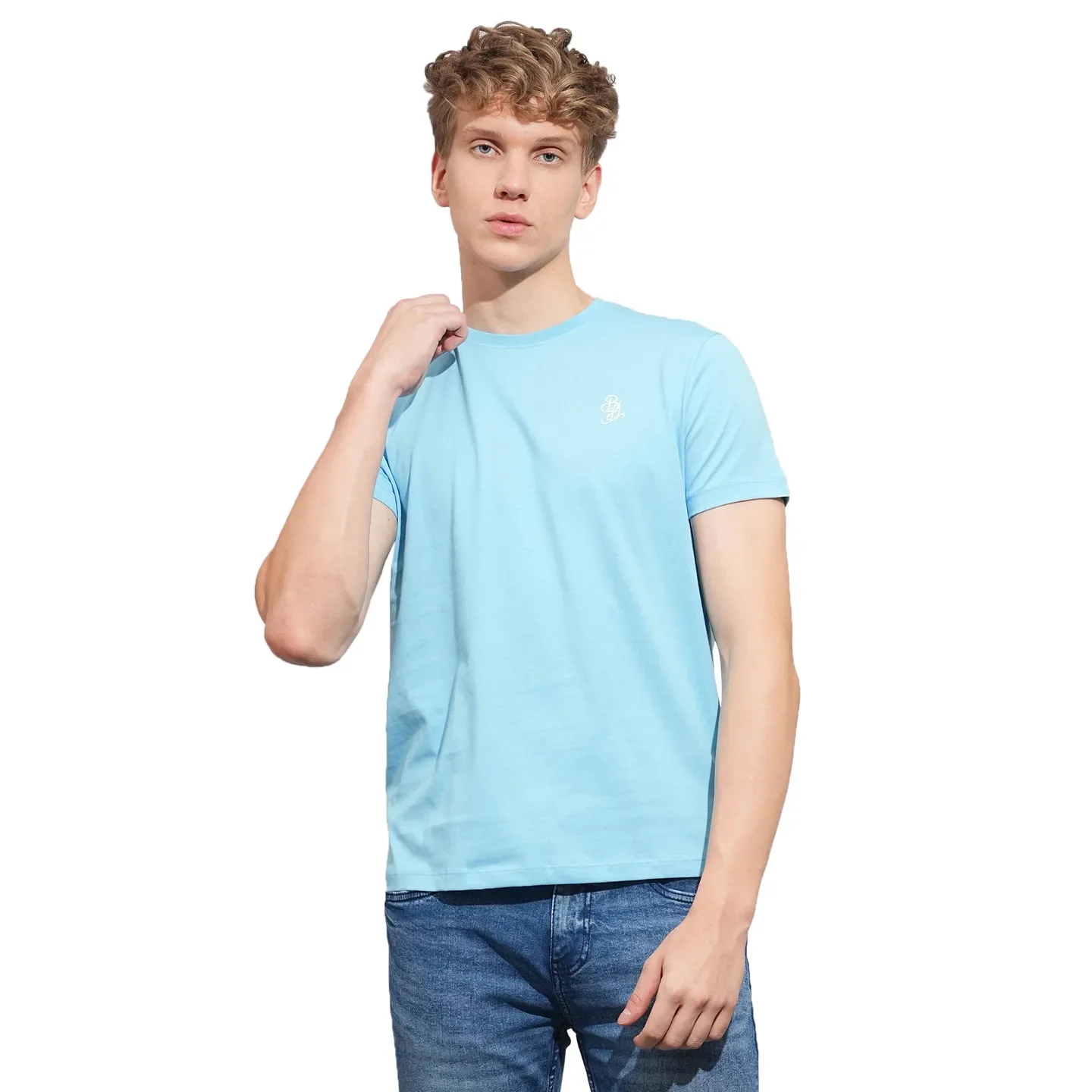 Blue Regular Fit Men's Short Sleeves T-Shirt by Being Human Clothing