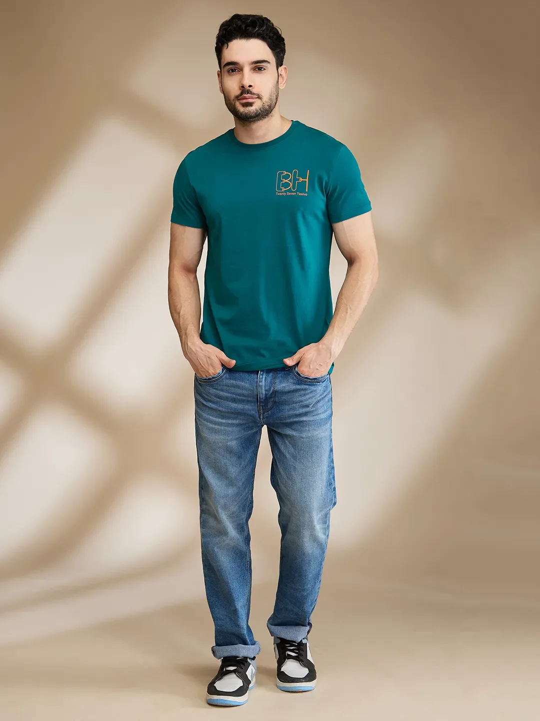 Dark Green Regular Fit Men's Short Sleeves T-Shirt by Being Human Clothing - Image 2