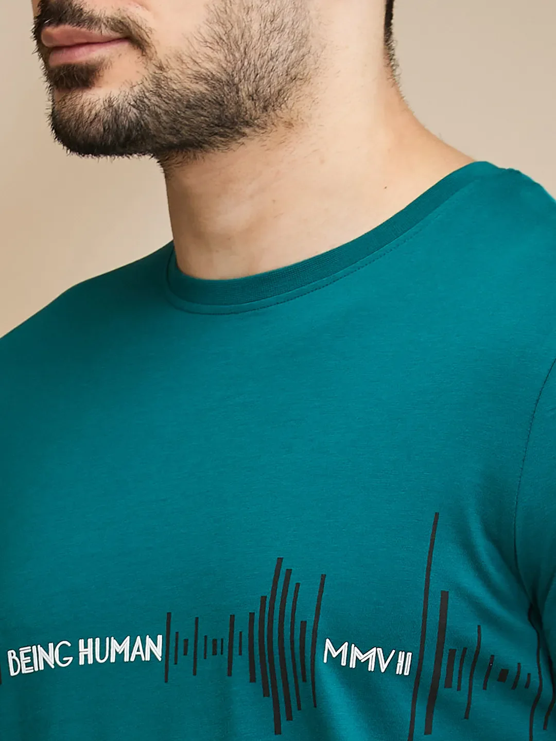 Dark Green Regular Fit Men's Short Sleeves T-Shirt by Being Human Clothing - Image 5