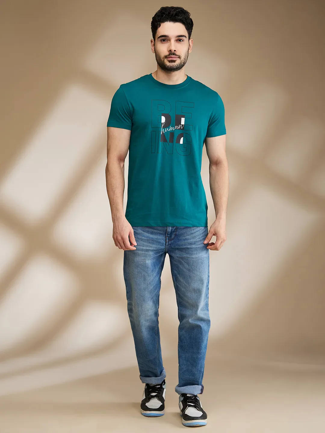 Dark Green Regular Fit Men's Short Sleeves T-Shirt by Being Human Clothing - Image 2